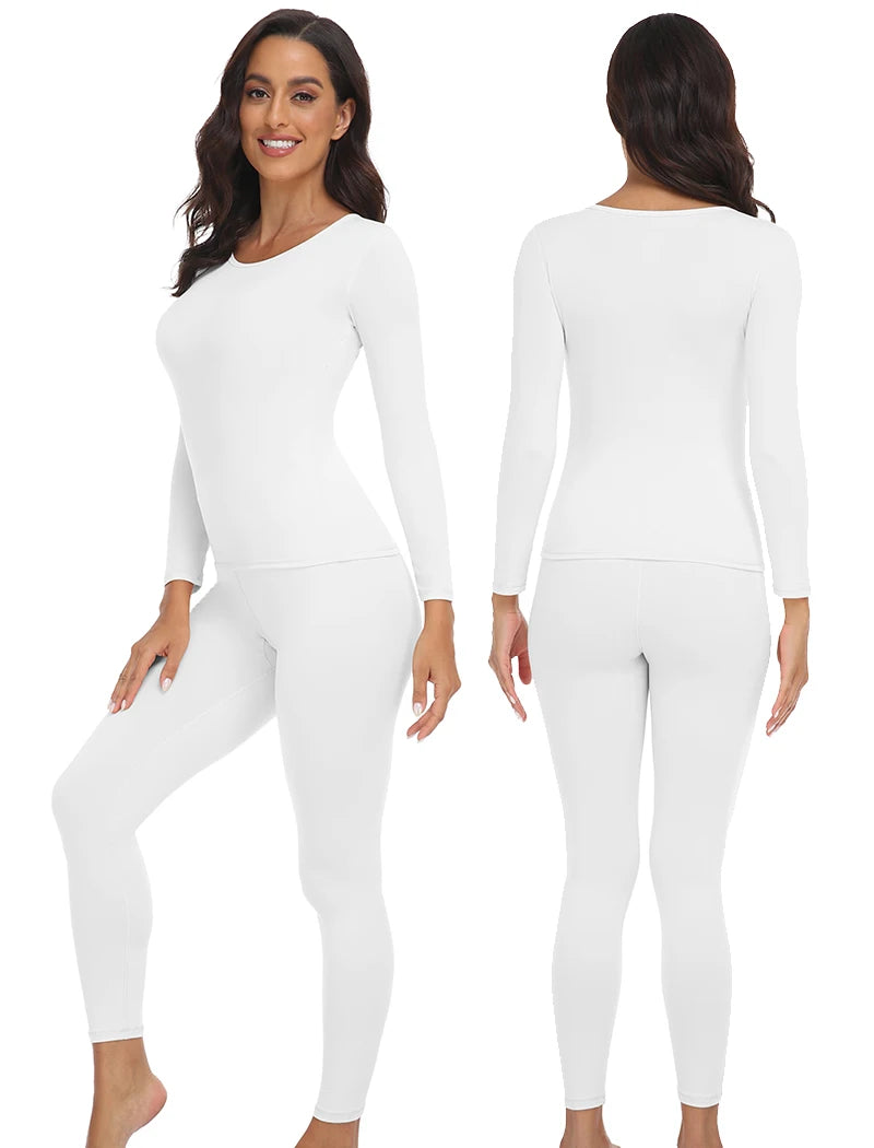 Women's Fleece Lined Long Johns - Thermal Top and Bottom 2-Piece Set - photo 9
