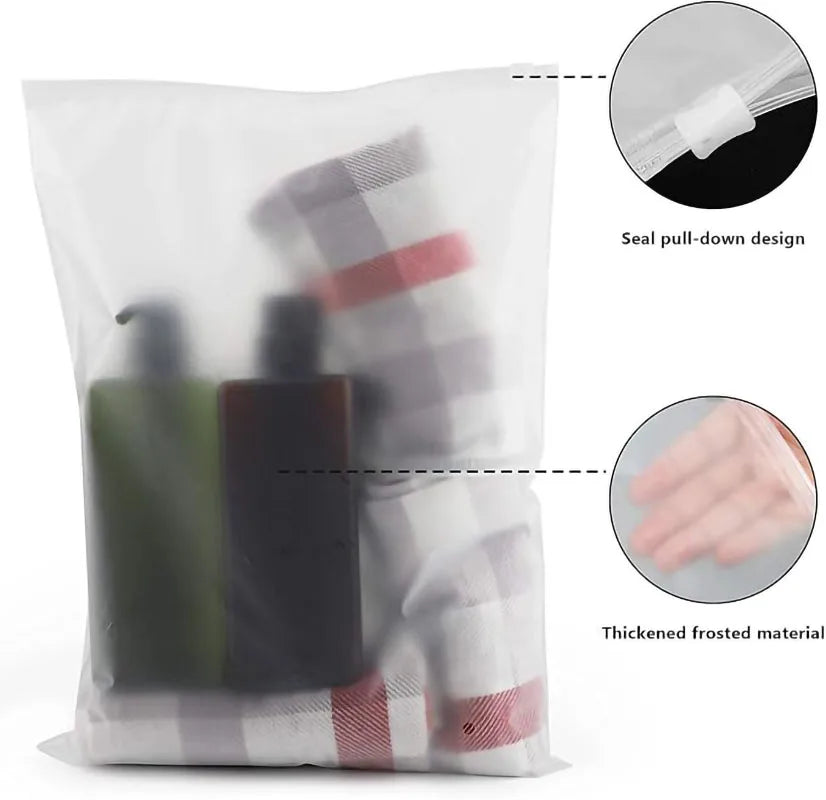 10PCS Travel Frosted Ziplock Bag PE Storage Bag Plastic Zipper EVA Translucent Bag Ziplock Bag Waterproof Packaging Bag