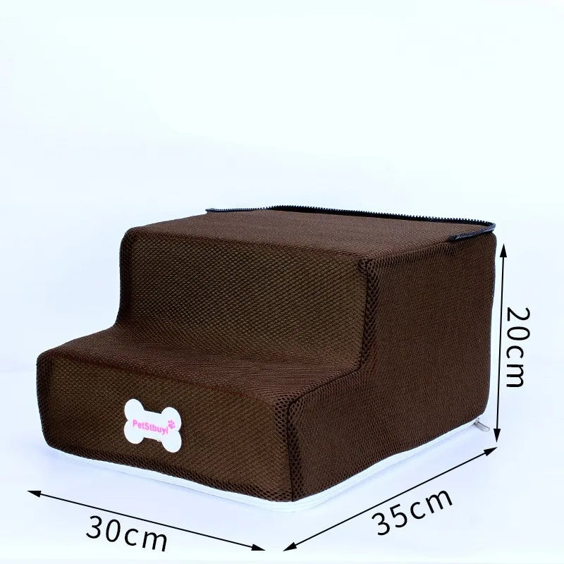 Hot Dog House-Style 3-Step Pet Stairs - Anti-Slip
