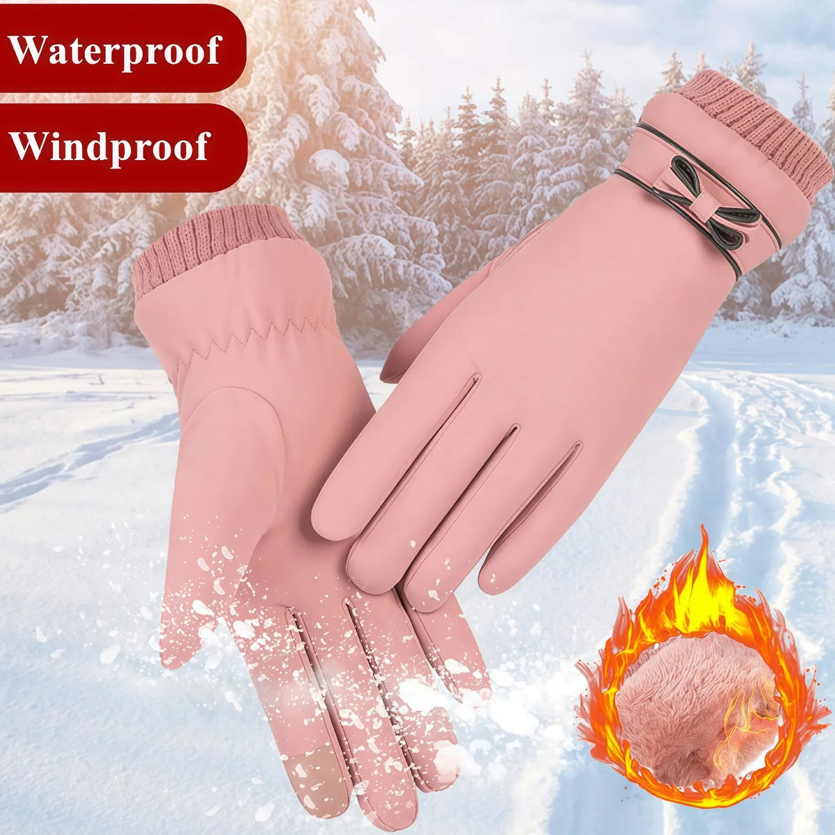 Women's Touchscreen Thermal Gloves - Windproof Winter Riding Gloves
