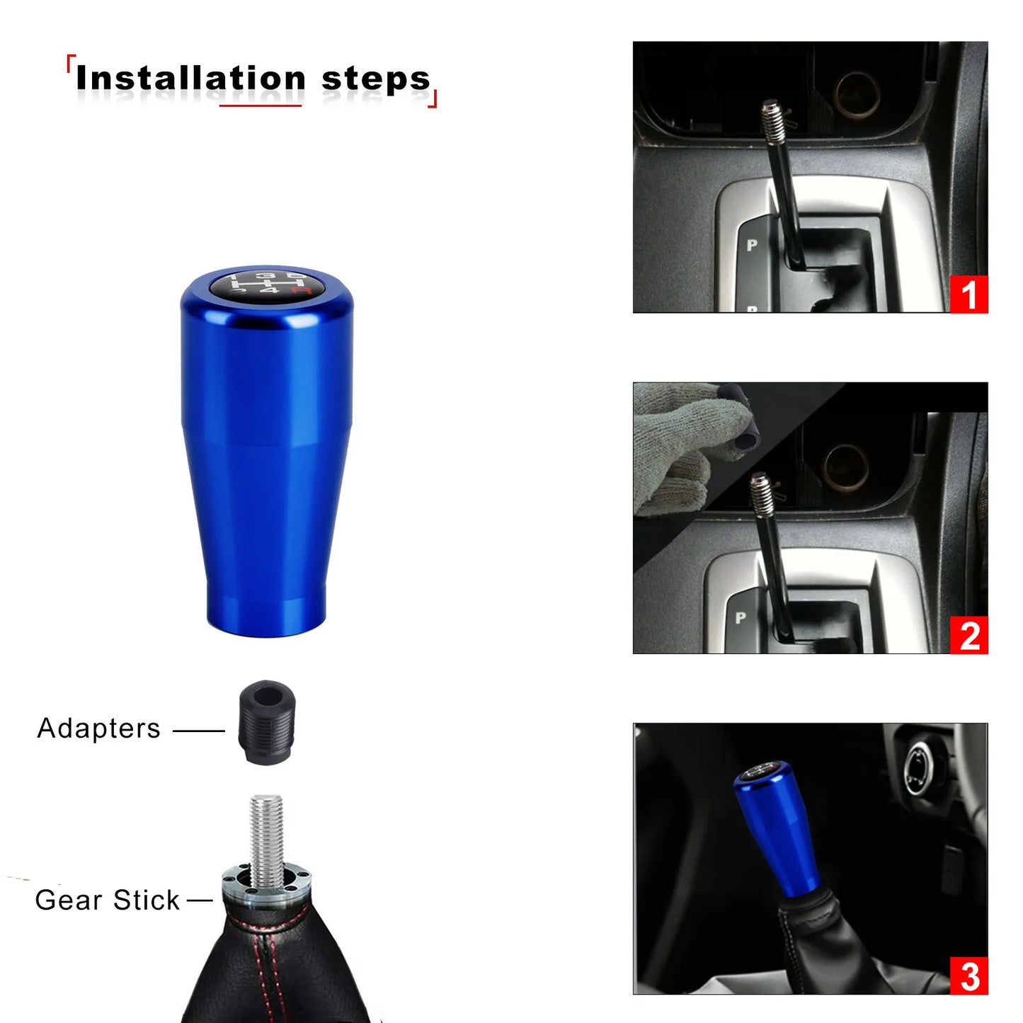 5 Speed Aluminium Gear Shift Knob Universal M8 M10 M12 Racing Shift Lever For Manual Transmission Gear level Knob Shift