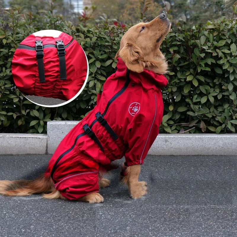 Reflective Dog Raincoat Jumpsuit - Lightweight Jacket for Large Dogs - photo 5