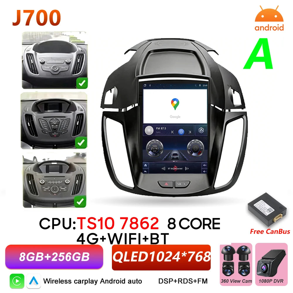 Car Stereo with Apple CarPlay & Android Auto, Compatible with Ford C-MAX, Kuga 2 & Escape 3