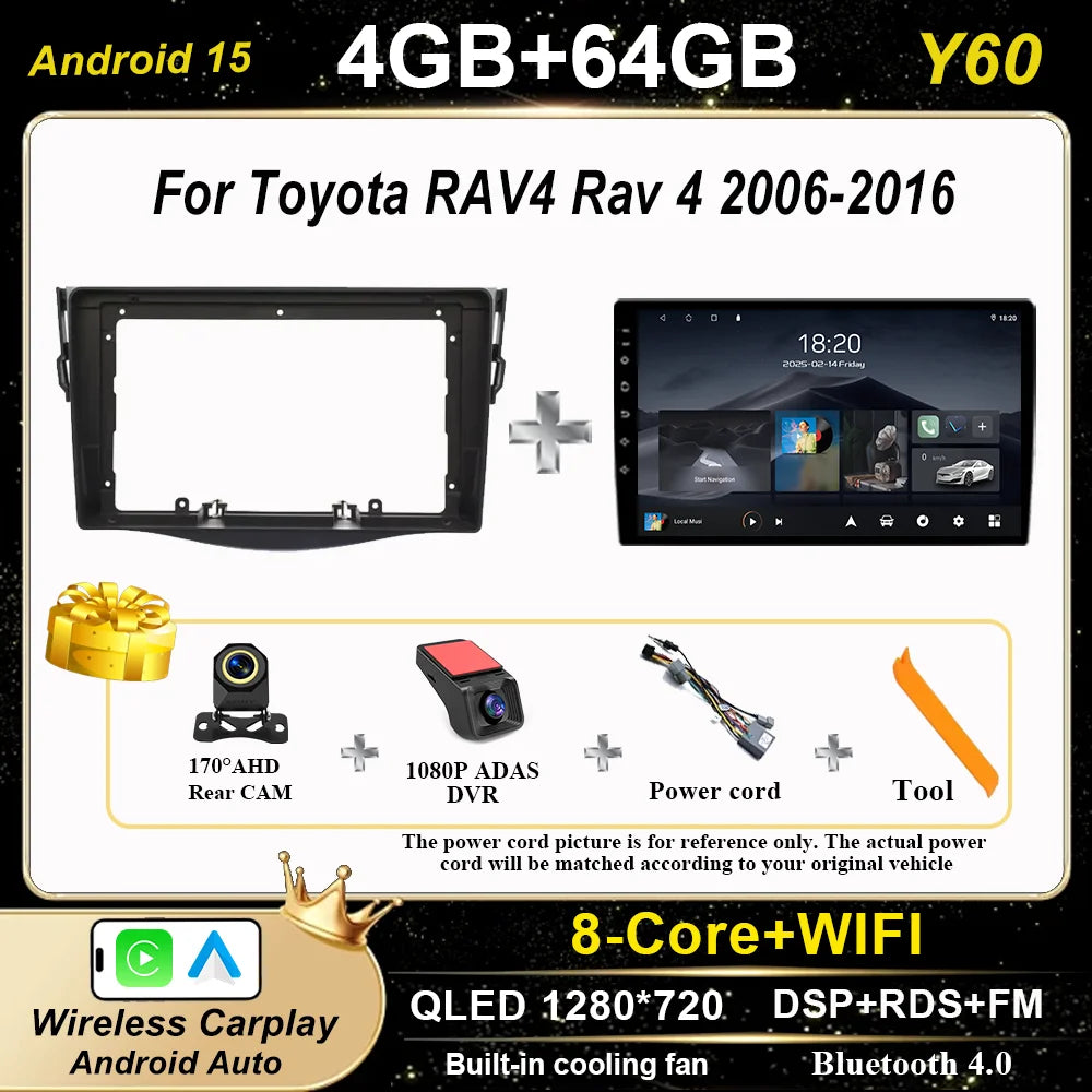 Android Auto Car Radio For Toyota RAV4 Rav 4 2006-2016 Navigation Player Multimedia Carplay Touch Screen 2Din Stereo Head Unit