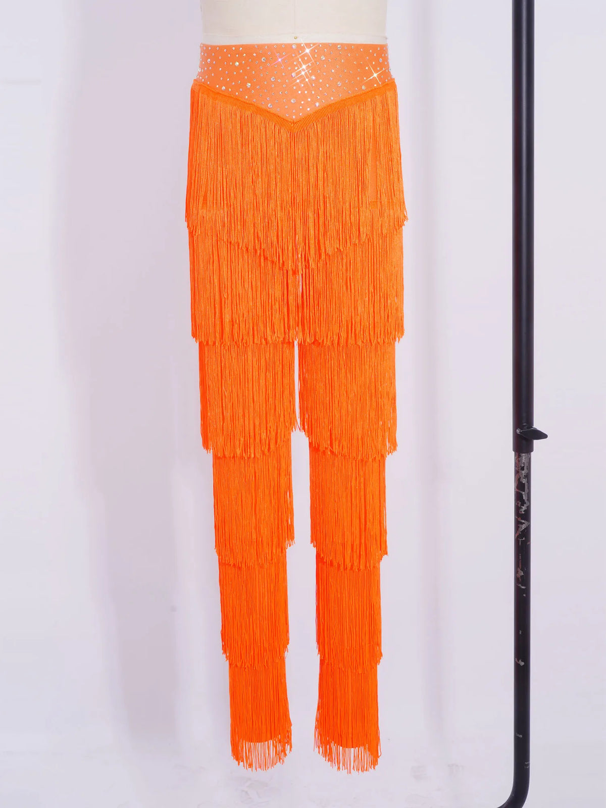 Girls tiered fringe Latin dance set with pants