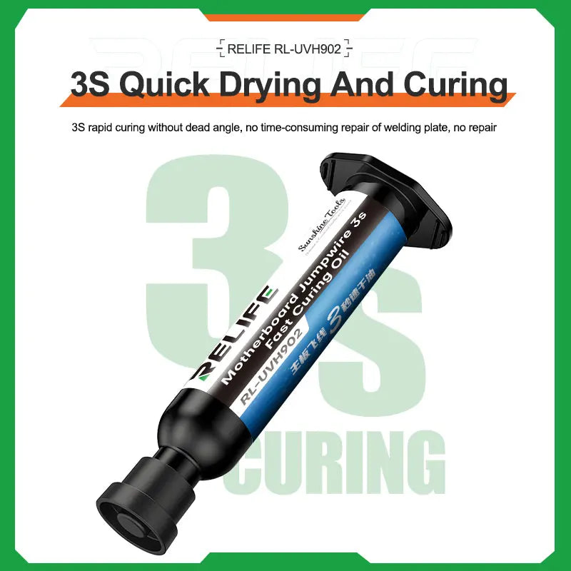 RELIFE RL-UVH902 3 Seconds Quick Drying Oil for Mobile Phone Motherboard BGA PCB Flying Line UV Repair Quick Curing Oil Tool