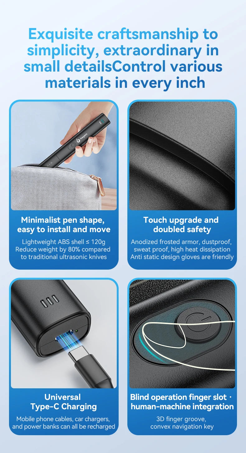 Awgem 40KHz Handheld Ultrasonic Cutter – Electric Carving Tool for Plastic, Resin, 3D Printing & Textile