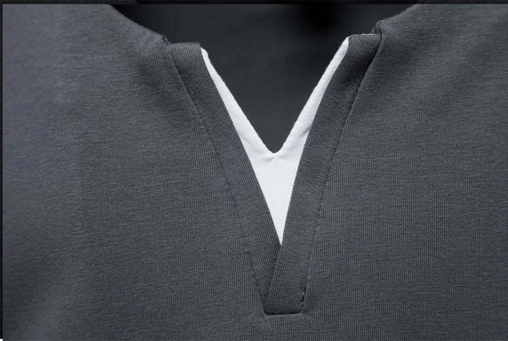 Men's T-shirts Summer Henley V-neck Short Sleeve Casual Solid Color Slim Fit T-shirt Breathable Basic Loose Fitness Sports Top
