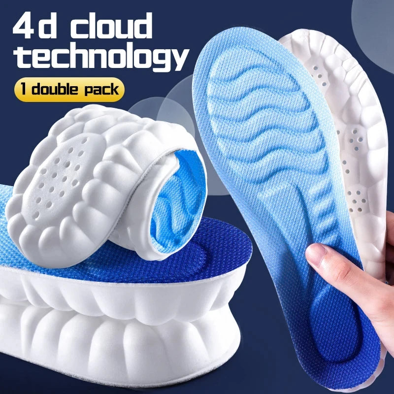 4D Cloud Sports Insoles – Shock Absorbing, Breathable PU Shoe Inserts