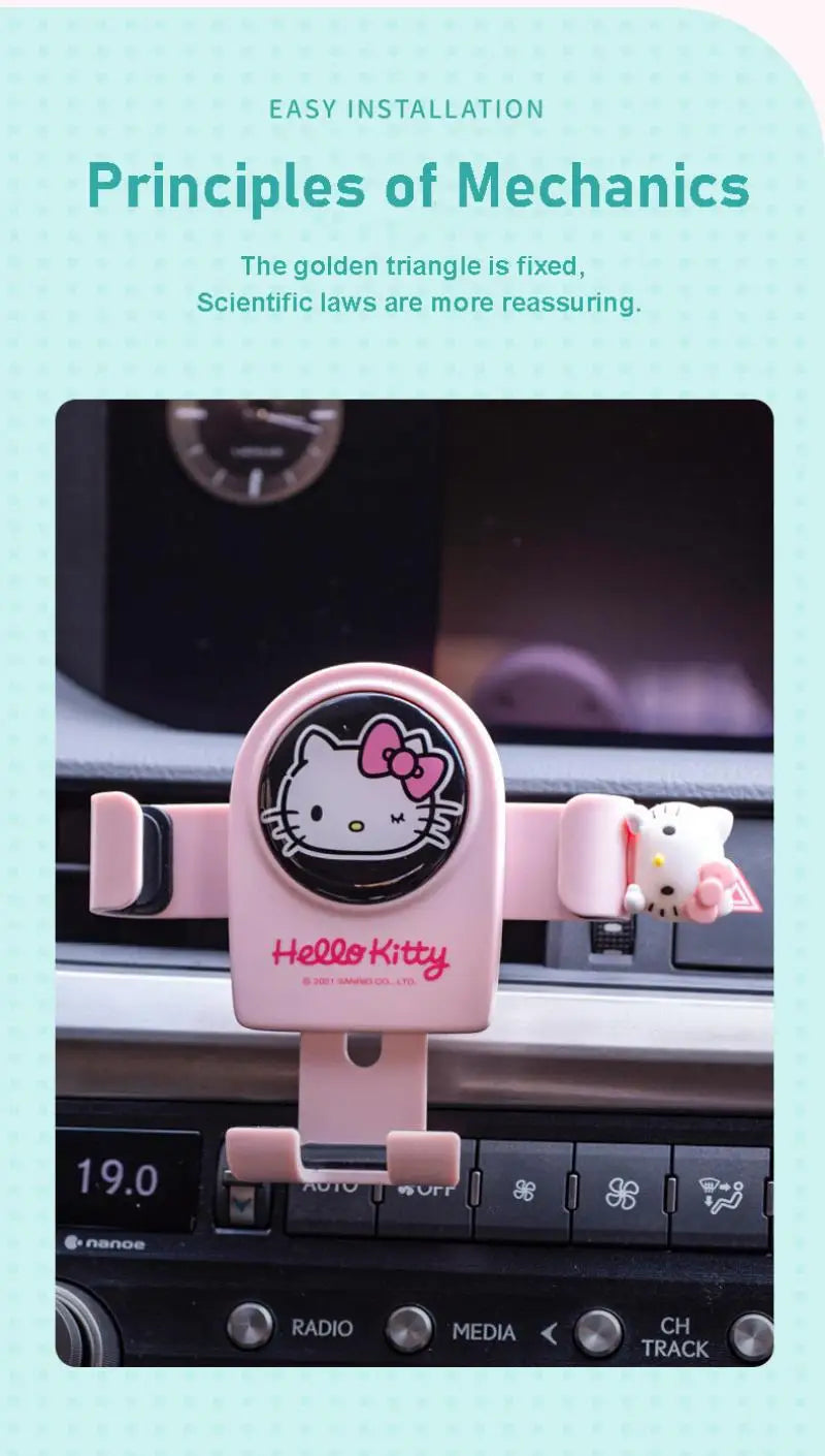 Hello Kitty mobile phone car mount  aromatherapy air vent clip car navigation rack suction cup  support car fixed Birthday gift
