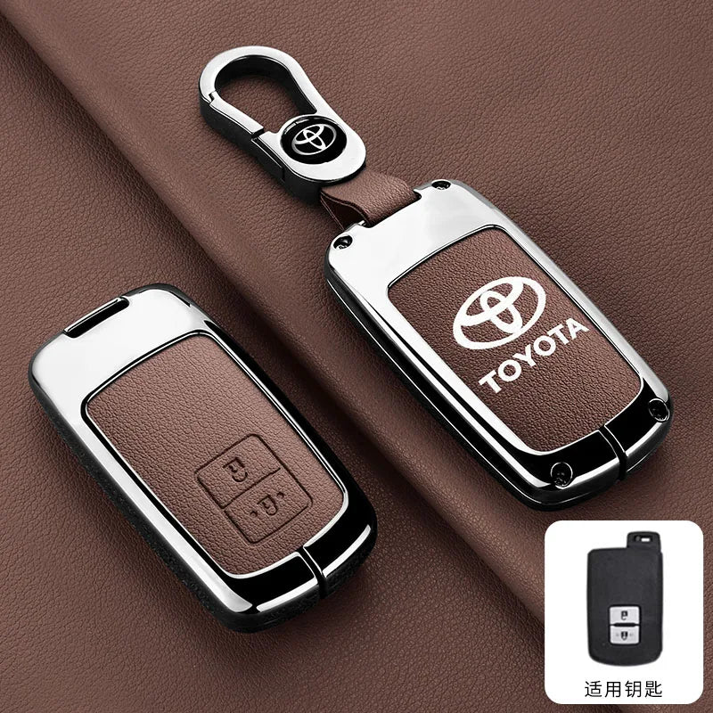 Leather Car Key Case Cover Protective Shell For Toyota Auris Camry RAV4 Avalon Yaris Verso 2012 2013 2014 2015 2016 2017 2018