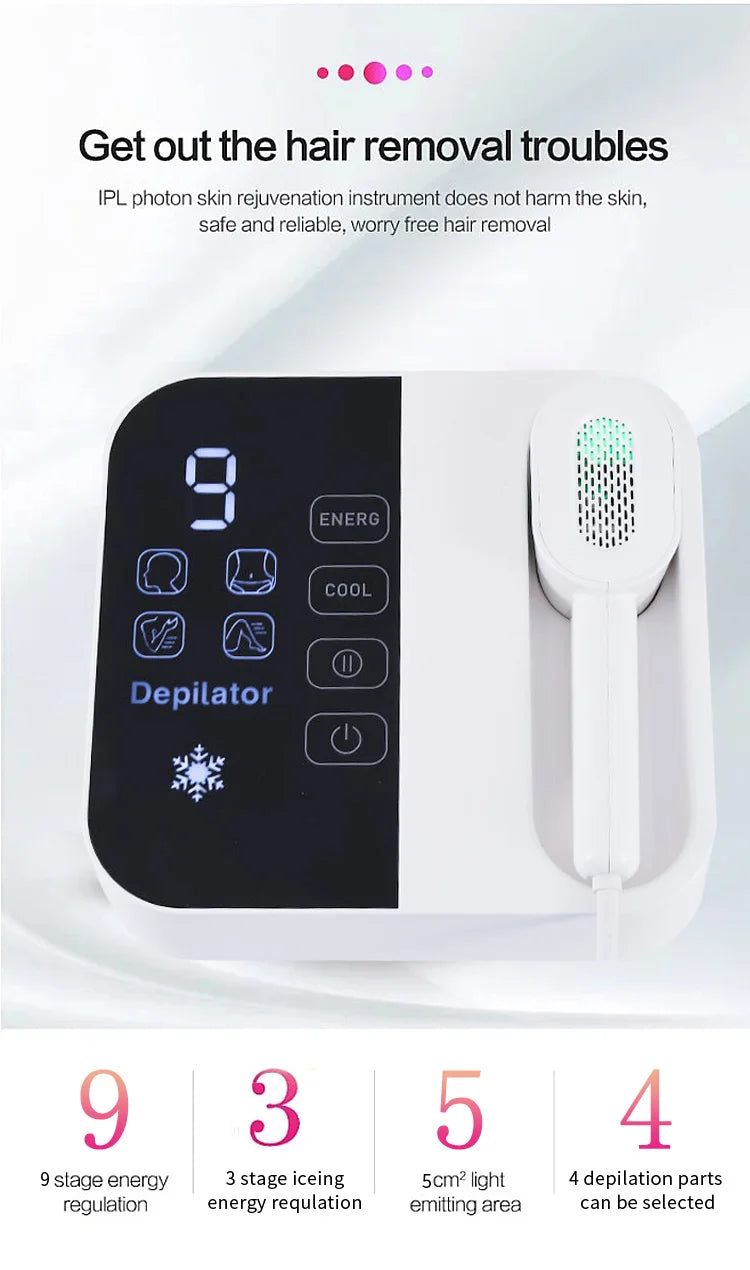 IPL Laser Hair Removal Device  Beauty Salon Grade Home Hair Remover Device with Cooling System, IPL Body Painless Laser Hai
