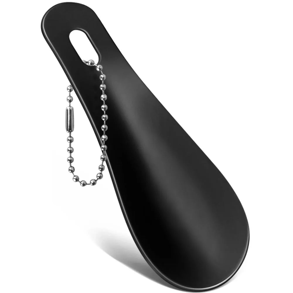 10cm Easy Carry Mini Black Shoehorn Metal Durable Stainless Steel Portable Fashion Key Ring Shoe Horns Accessories Aid Tool