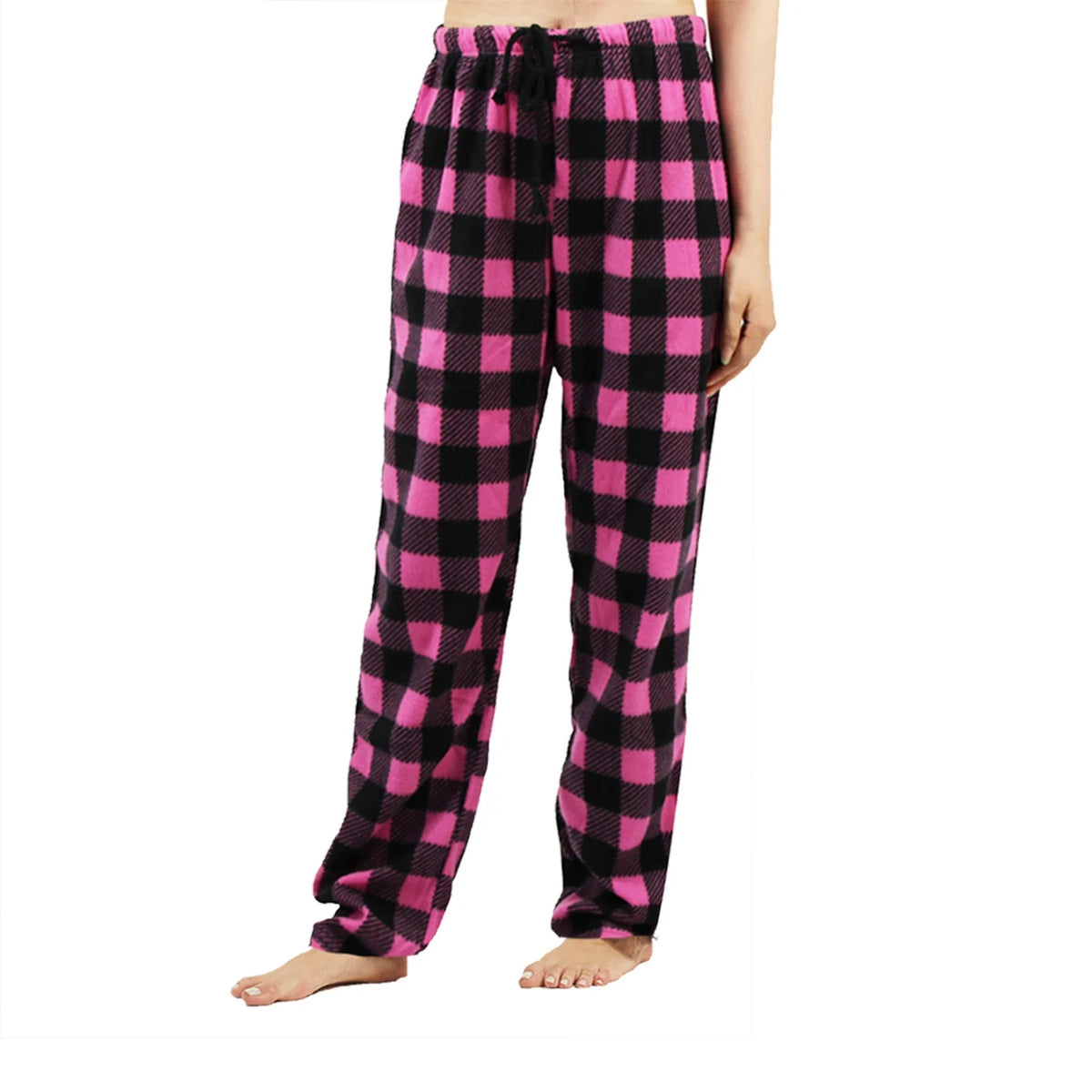 Women's Fuzzy Buffalo Plaid Pajama Pants - Drawstring Lounge Bottoms - photo 7