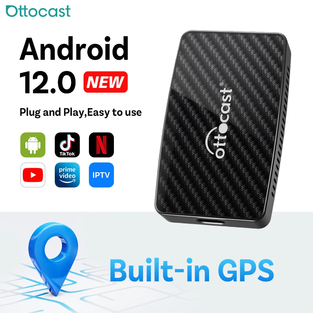 Ottocast Play2Video PRO Ai Box Carplay Android Auto Adapter 2026 New Video Box for Youtube Netflix IPTV Applicable 98% Car