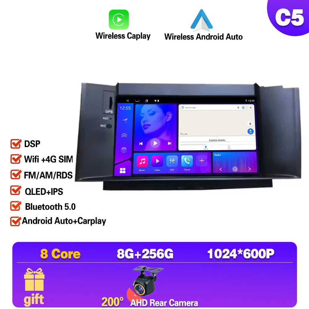 7" Car Stereo with Apple CarPlay & Android Auto, Compatible with Citroen C4, C4L & DS4