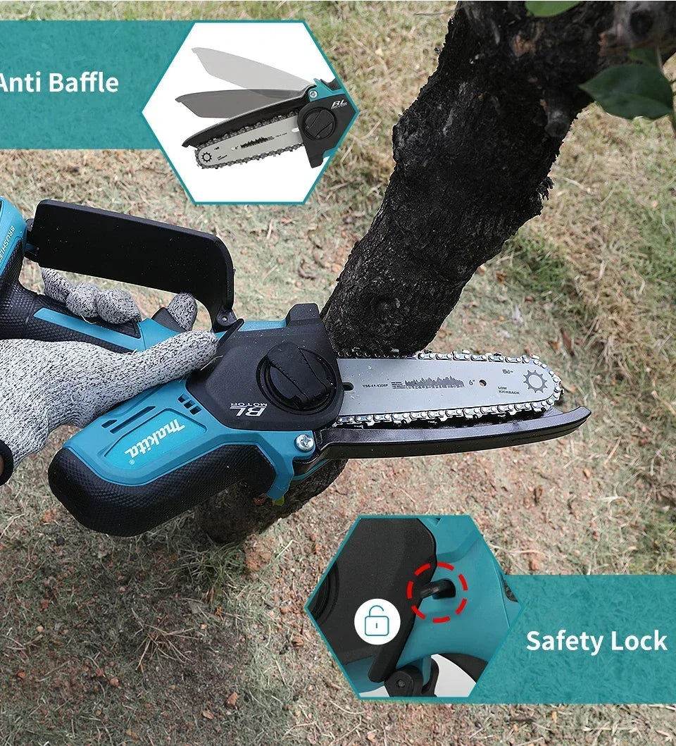 Makita  Woodworking with Small Handheld 18V Cordless Chainsaw for Electric 6-inch Logging Sawzall Mini Portable Chainsaw