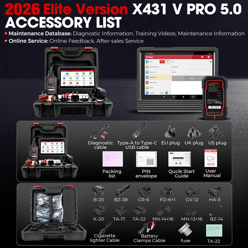 LAUNCH X431 PRO V5.0 Bi-Directional OBD2 Diagnostic Scanner — All-System, 37 Resets, ECU Coding