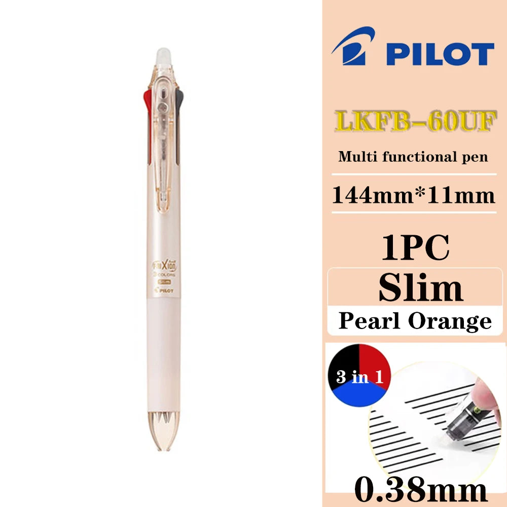 Japan Pilot Frixion Pen 3 in 1 Erasable Gel Pen 3 Colors 0.5mm /0.38mm LKFB-60EF Slim Pen Holder Back To School Stationery