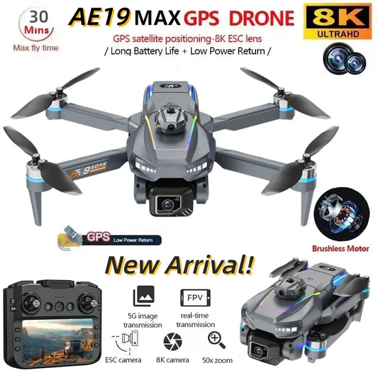 New AE19 Drone 8K HD 5.6" Remote Control Headless Mode Helicopter 360° Flip Quadcopter Toys Mini Drone Fors Kid Toy Gifts