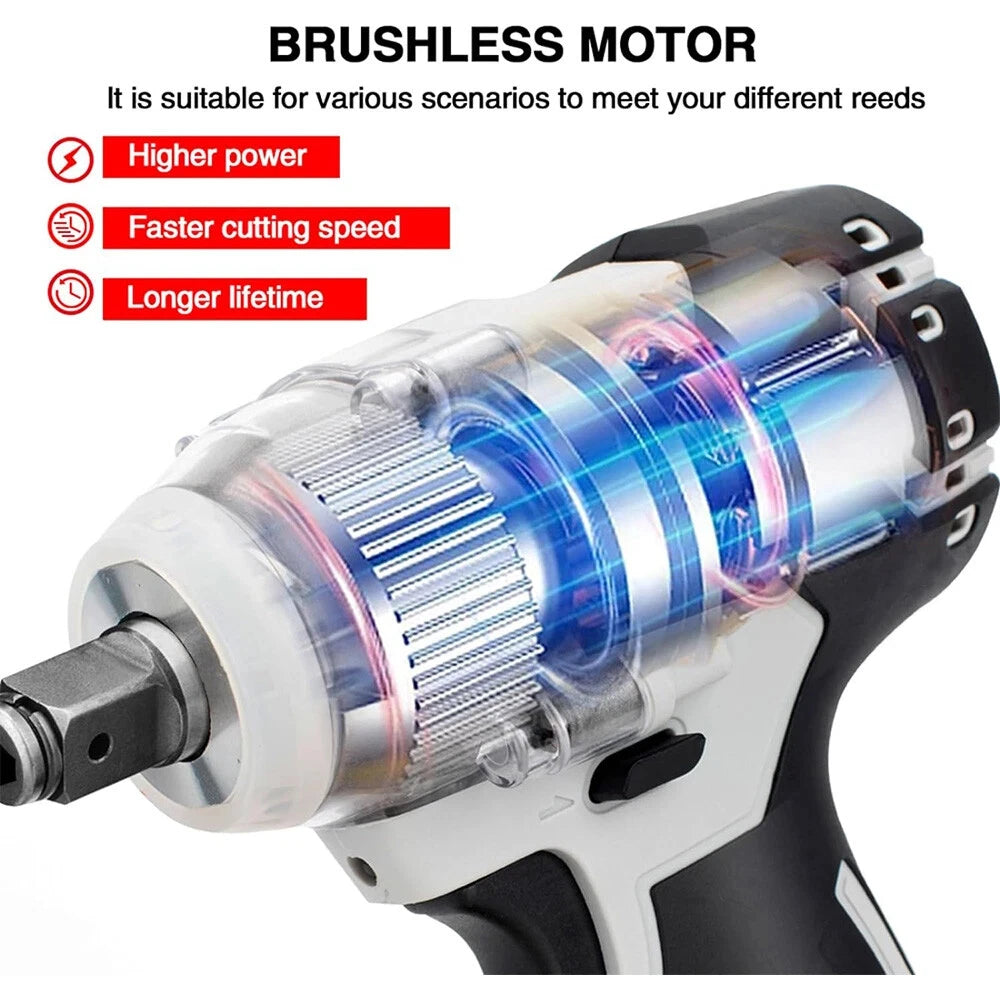 For Makita 18V 21V Battery Cordless Impact Wrench 1/2" Brushless Bare Tool Only (Battery Not Included)