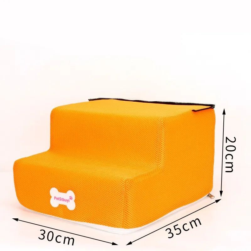 Hot Dog House-Style 3-Step Pet Stairs - Anti-Slip