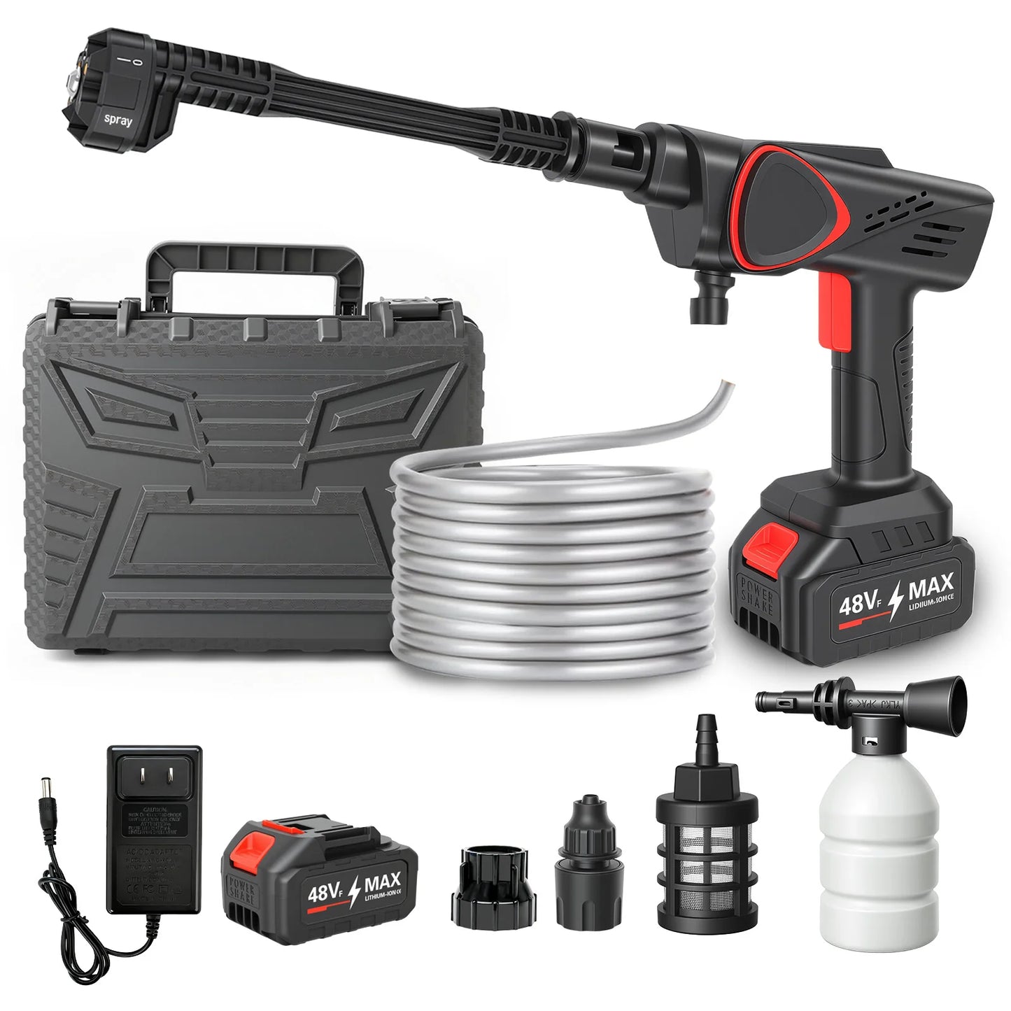 21V Cordless Pressure Washer - 970PSI, 6-in-1 Nozzle