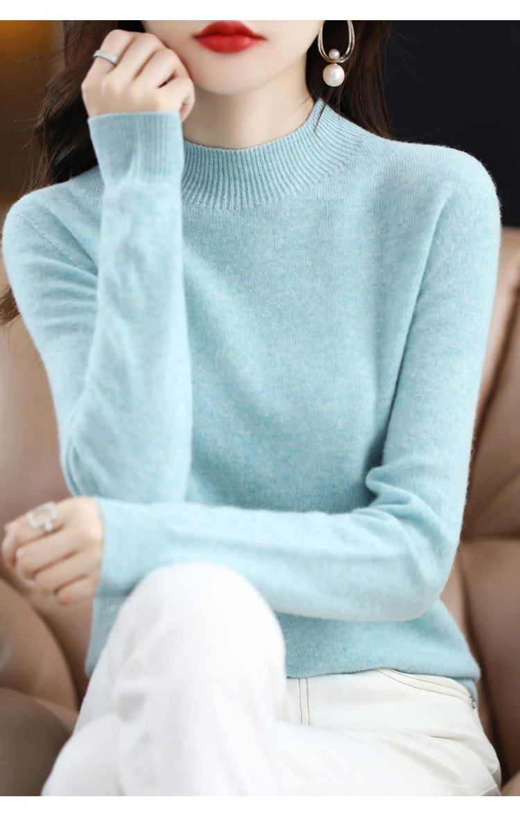 Women's Merino Wool Mock Neck Sweater