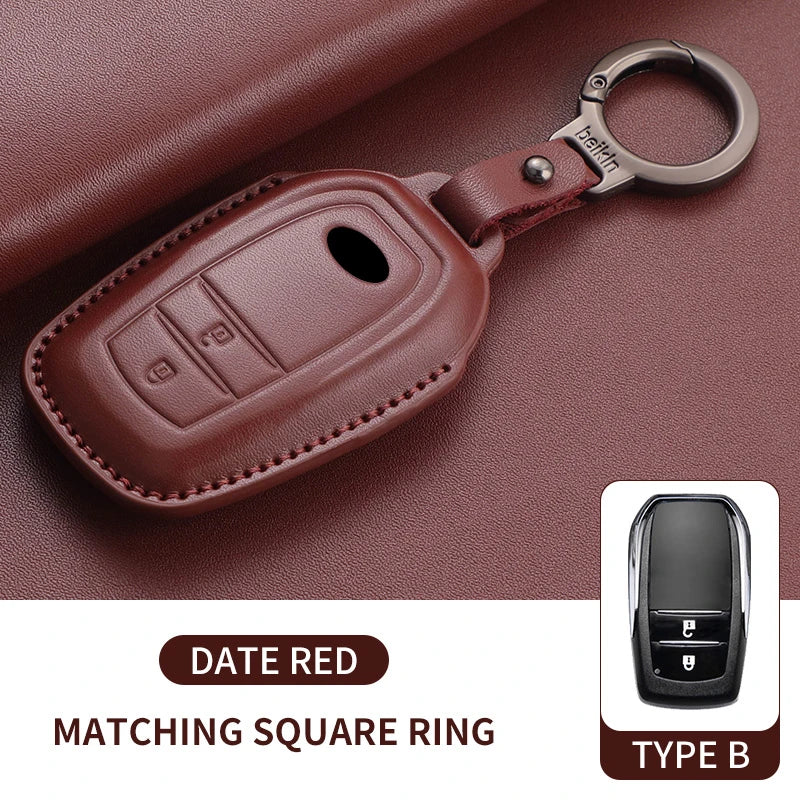 New Leather Car Remote Key Case Cover Shell For Toyota Prius Camry Corolla Avalon CHR RAV4 Land Cruiser Prado Keyless Key Fob