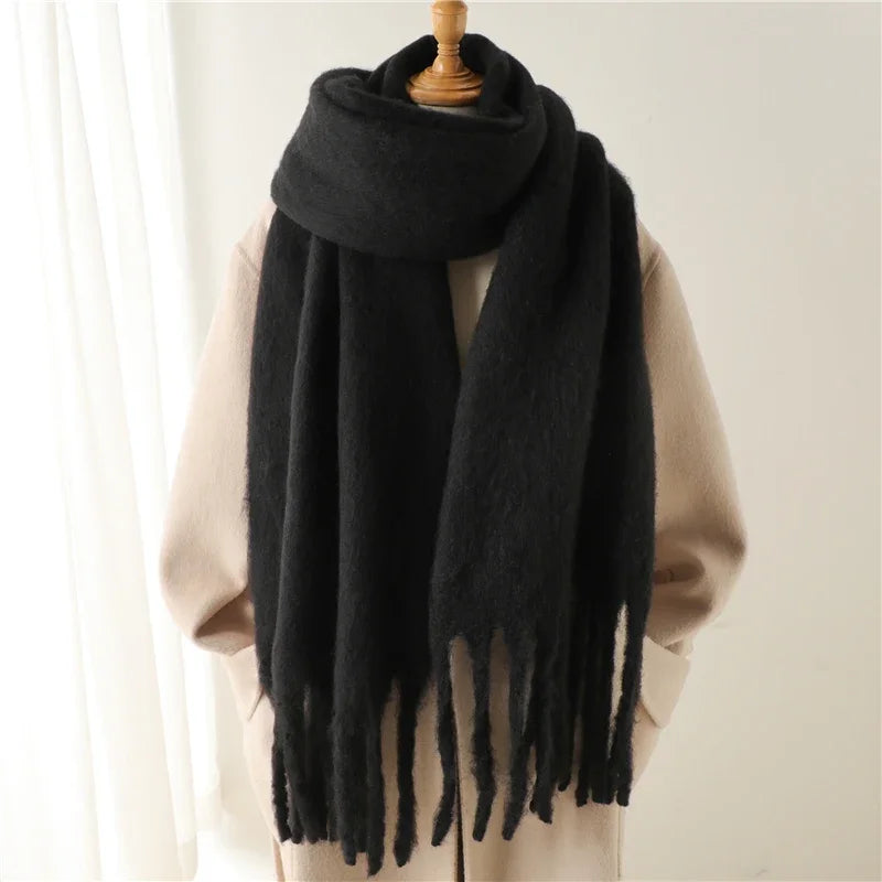 Women's Solid Tassel Blanket Shawl - Long Cashmere-Feel Poncho Wrap - photo 17