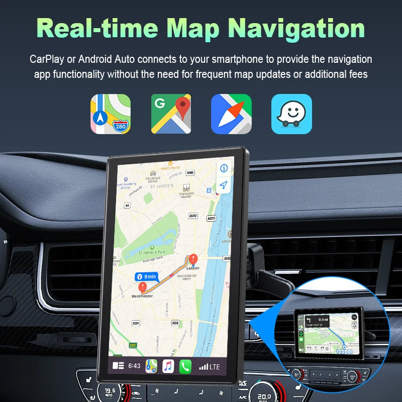 7" Portable Wireless CarPlay & Android Auto Display Screen