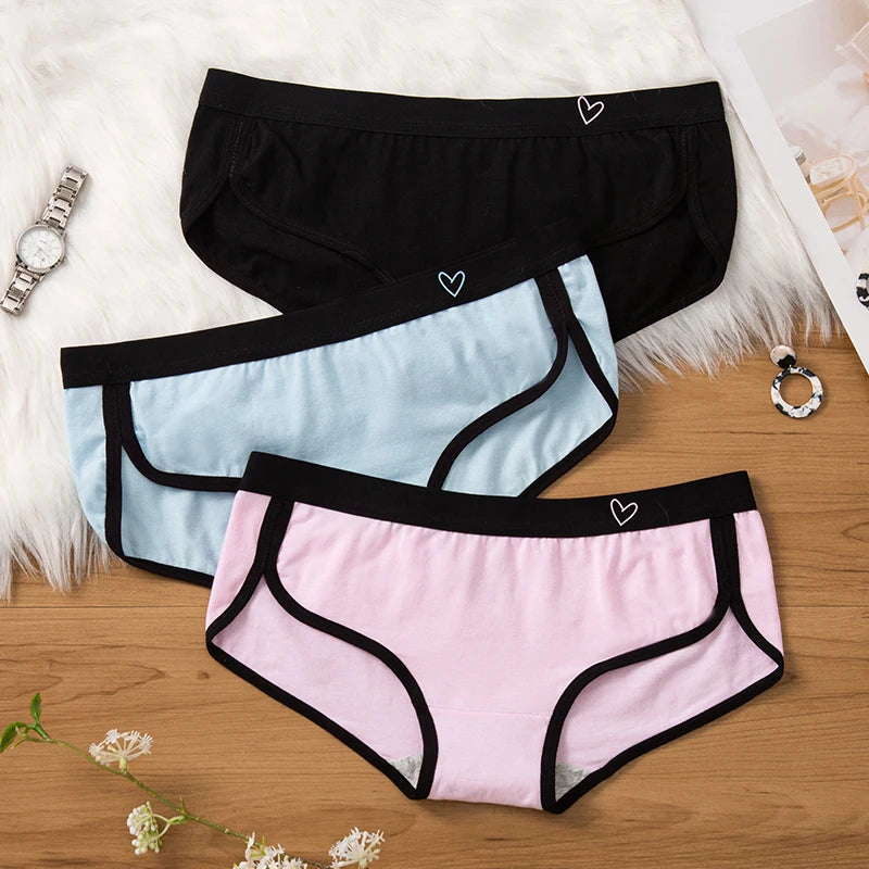 BANNIROU 3-Pack Cotton Briefs – Breathable Low-Rise Panties