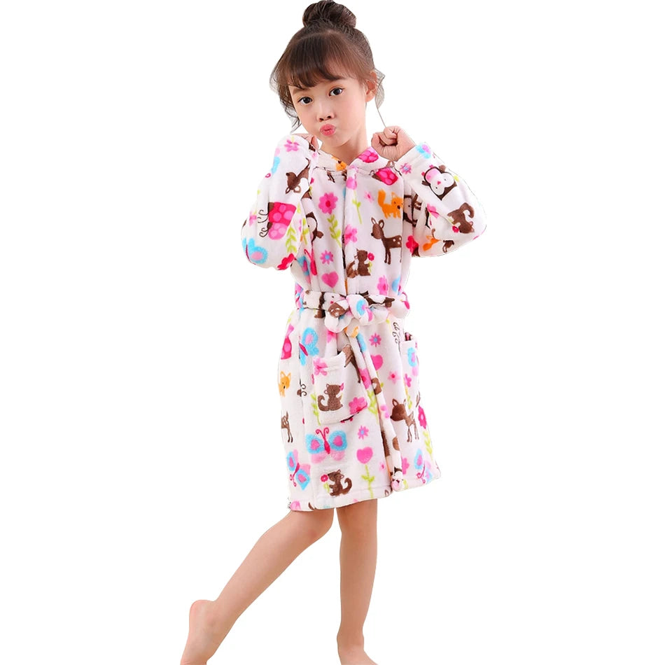 Kids Hooded Fleece Bathrobe - Cute Cartoon Robe for Boys and Girls - photo 13