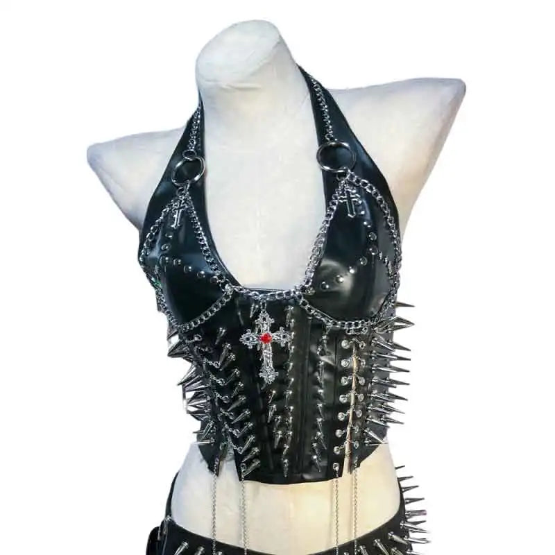 Women's Studded Y2K Grunge Tank Top — Gothic Spiked Cami
