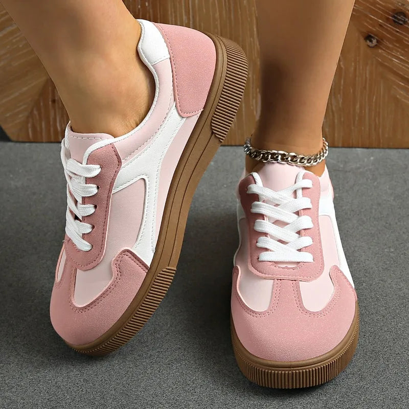 Fashion Running Sneakers for Women — Flat Casual Lace-Up Comfort Shoes