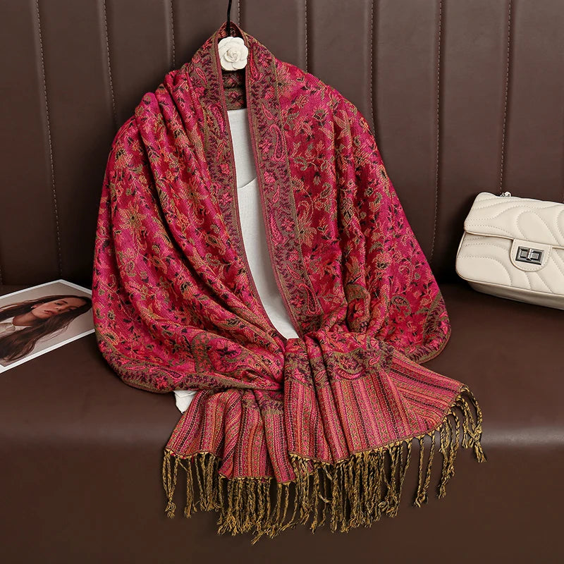 Women's Printed Pashmina Shawl, Soft Winter Scarf