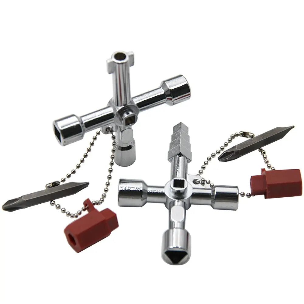 4in1 Silver Key Wrench Electrical Elevator Control Cabinet Valve Inner Triangle Quadrangle Screwdriver Tool Set