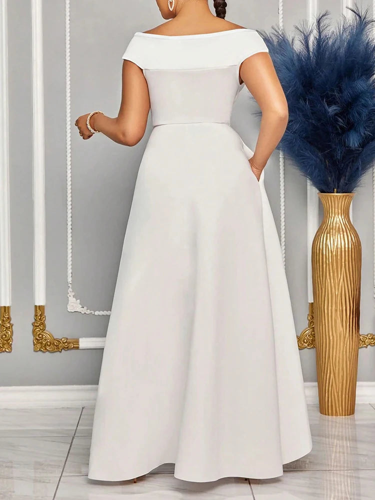 Off-Shoulder Evening Maxi Dress – Wedding & Bridesmaid