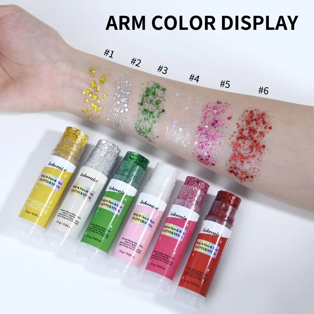 Body Shimmer Stick Glitter Glow Waterproof Long Lasting Non Sticky Smooth Rich & Dazzling Glitters Body For Festival Party Makeu