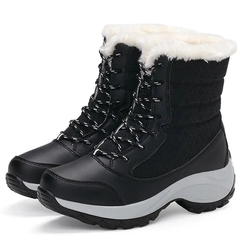 Women's Heeled Platform Ankle Boots - Plush Lined Winter Boots - photo 8