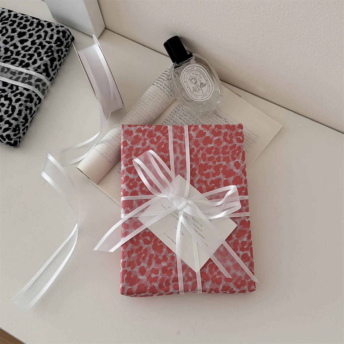 50*70cm Leopard Print Gift Wrapping Paper DIY Handmade Holiday Gift Color Leopard 10 Sheets Per Bag