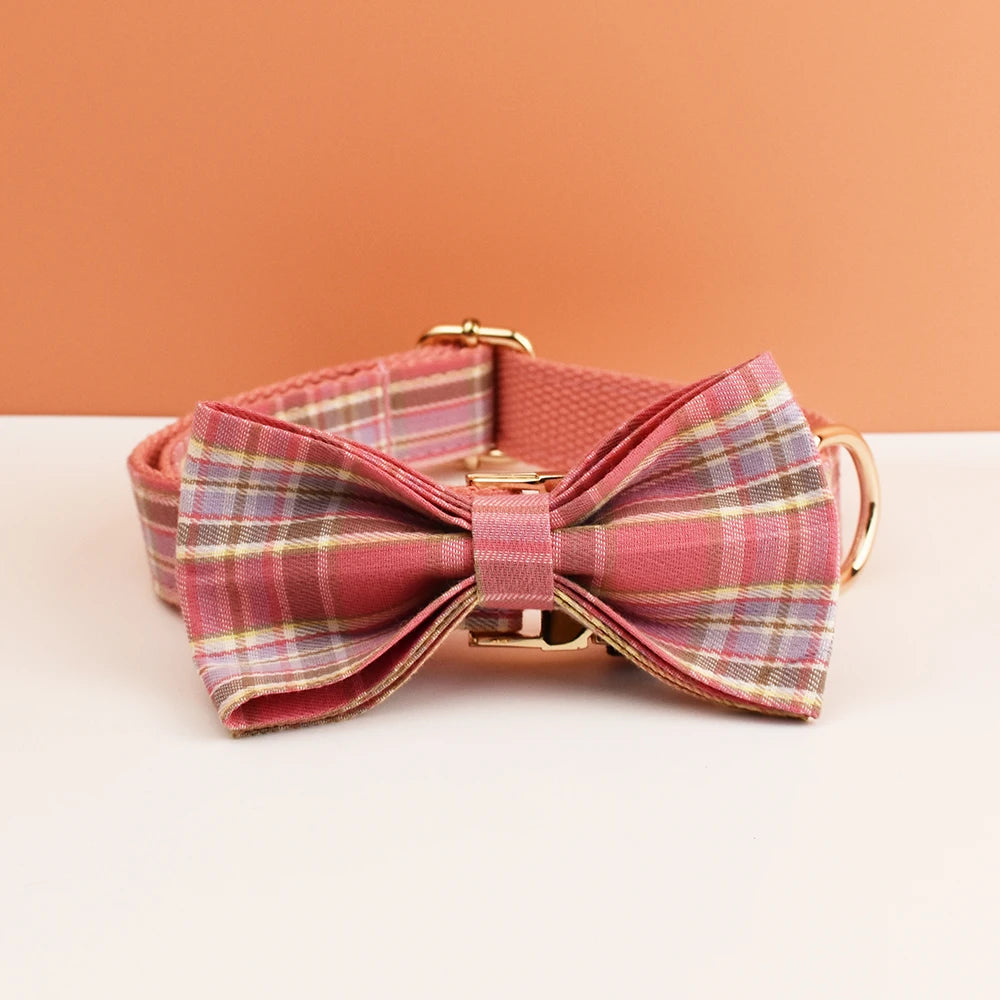 Padded Dog Collar & Leash Set - Plaid & Velvet Bow Styles, S-XL - photo 17