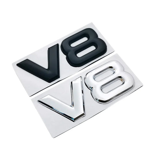 Durable Metal V8 Rear Trunk Emblem - Universal Fit