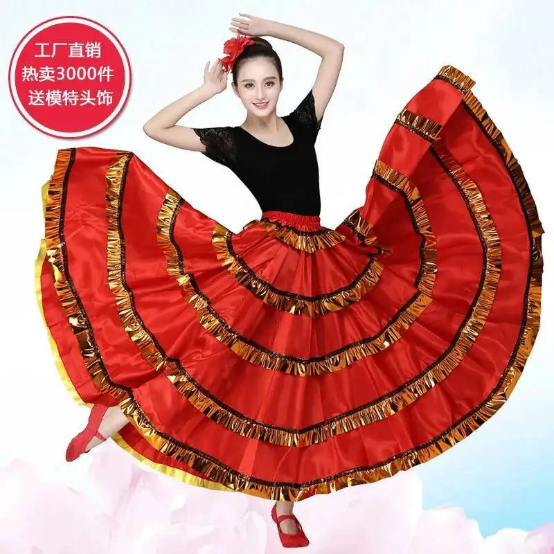 Women's satin big swing flamenco dress