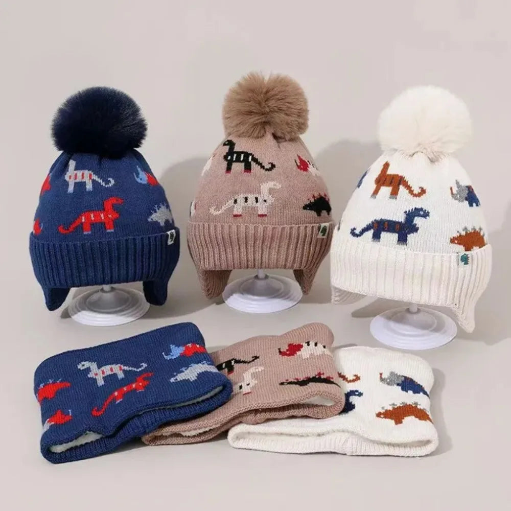 Kids Ear Flap Beanie & Scarf Set - Soft Knit Winter Hat 2 Piece - photo 2