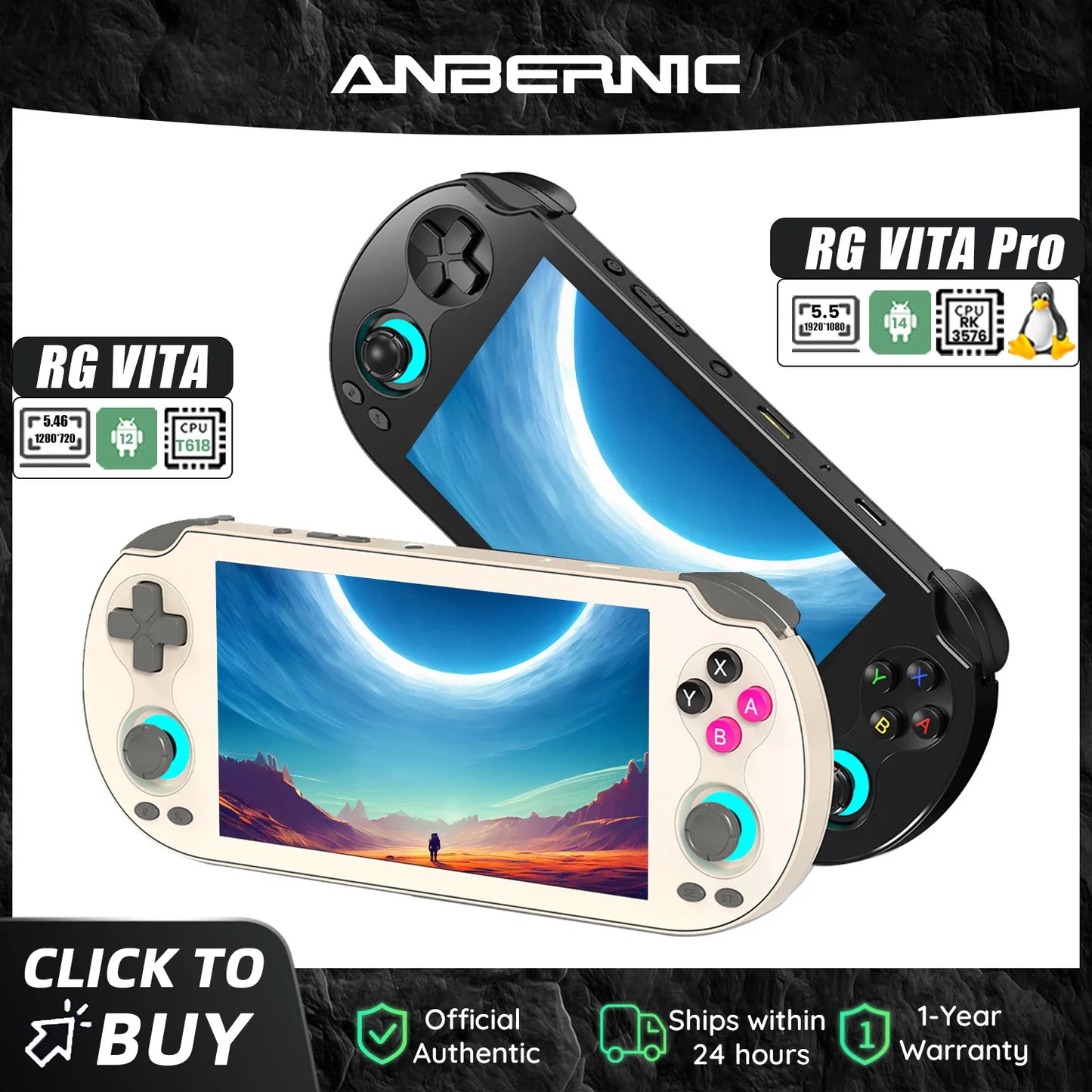 ANBERNIC RG VITA/RG VITA Pro Handheld Game Console Android Retro Game Player 5000mAh Supports RixelHK Wifi Online Multi-player