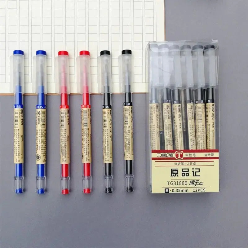 Japan Fine Point Pen 0.35mm Black Blue Red Ink Gel Pen Ballpoint Pen School Office Student Writing Stationery Supply