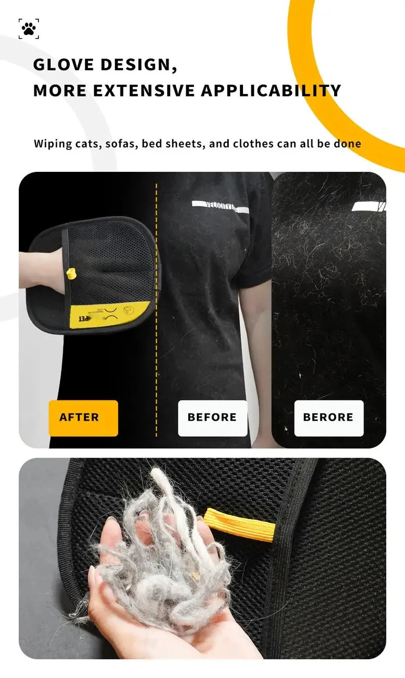 Two-Way Electrostatic Pet Hair Removal Glove – Static Brush for Cat & Dog Fur on Clothes & Furniture | 1–2 Pack