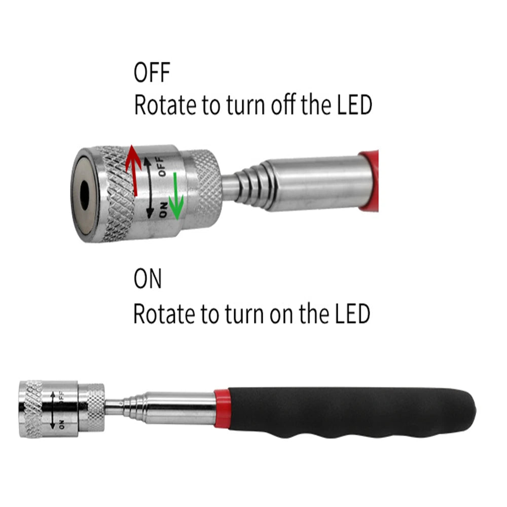 Telescopic Adjustable Magnetic Pick-Up Tools Magnetic Telescopic Magnet Grip Long Pen Telescopic Magnet Stick with LED Light