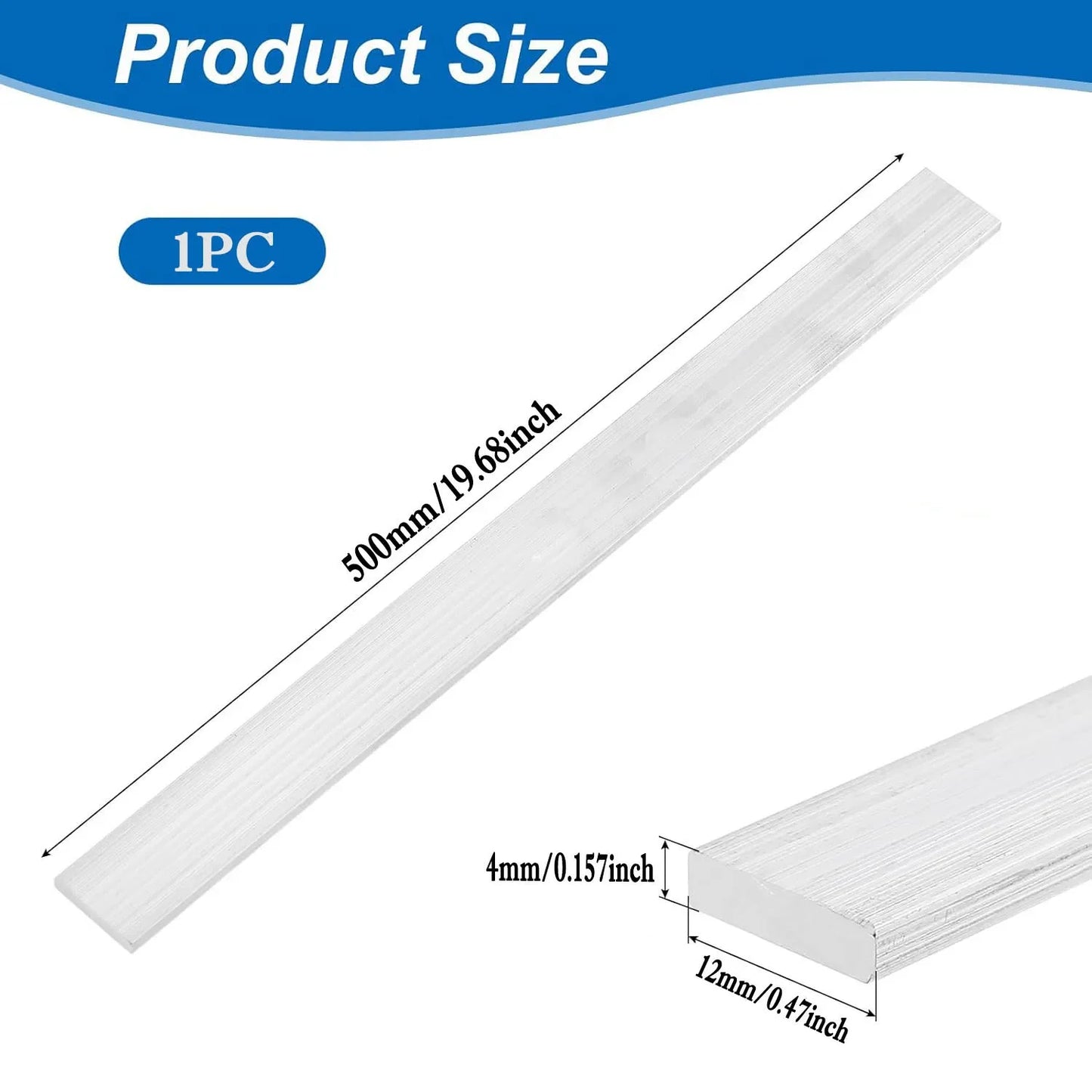 1-5pcs 6061 Aluminum Flat Bar Stock 500mm, High Strength Rectangular Bar for Metalworking, Industrial & Craft Use